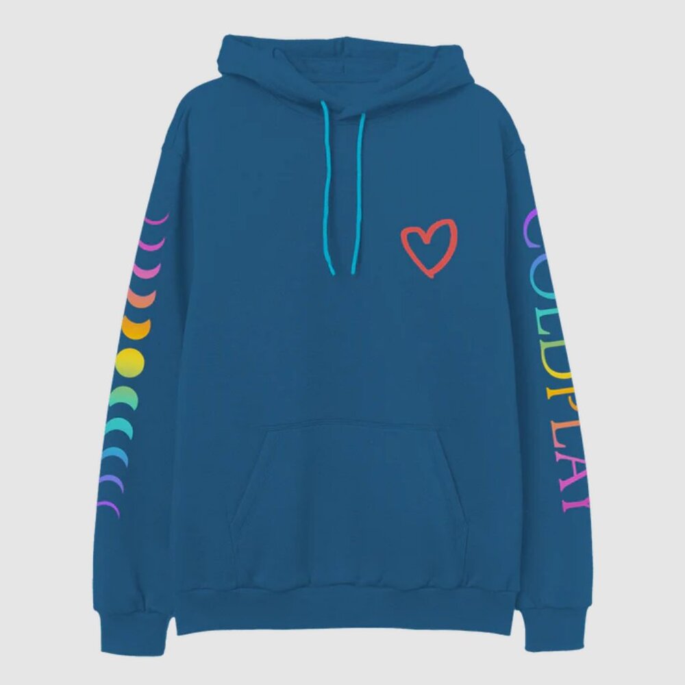 COLDPLAY 2025 MUSIC OF THE SPHERES WORLD TOUR HEART HOODIE - SIZE S, NEW